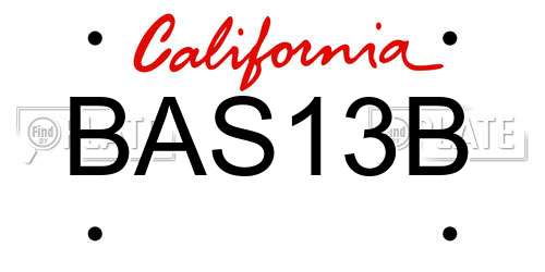 BAS13B California License Plate