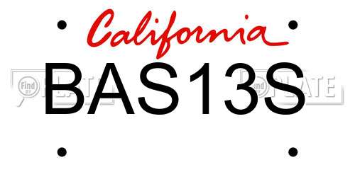BAS13S California License Plate