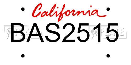 BAS2515 California License Plate