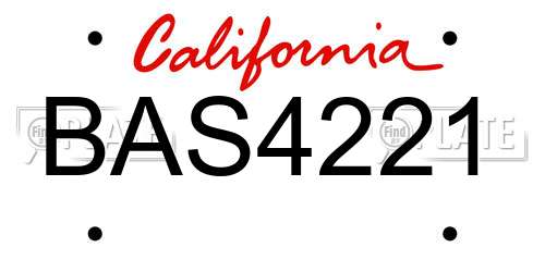 BAS4221 California License Plate