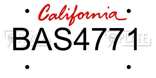 BAS4771 California License Plate