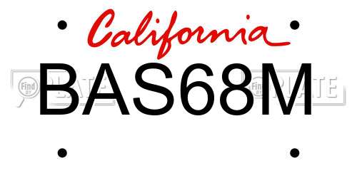 BAS68M California License Plate