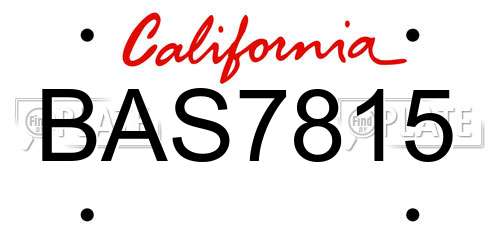 BAS7815 California License Plate