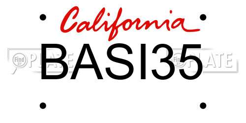 BASI35 California License Plate