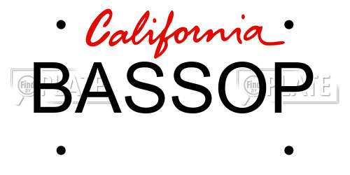 BASSOP California License Plate