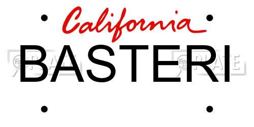 BASTERI California License Plate