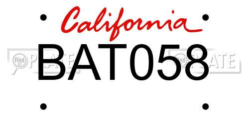 BAT058 California License Plate