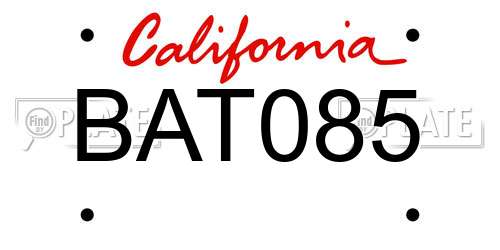BAT085 California License Plate