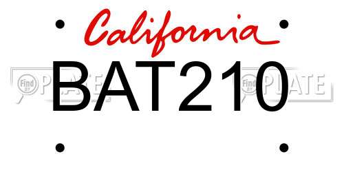 BAT210 California License Plate