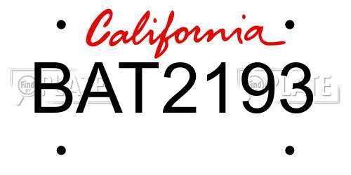 BAT2193 California License Plate