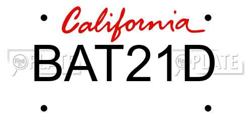 BAT21D California License Plate