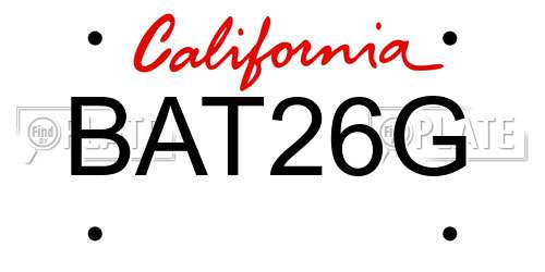 BAT26G California License Plate