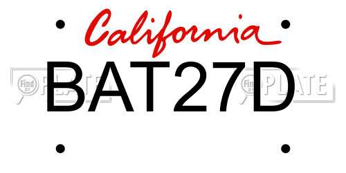 BAT27D California License Plate