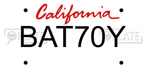 BAT70Y California License Plate