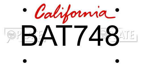 BAT748 California License Plate