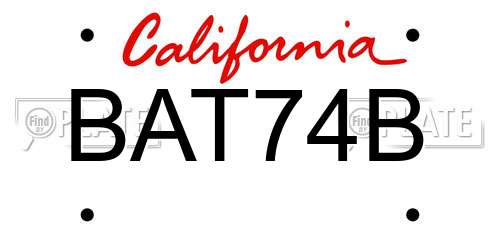 BAT74B California License Plate