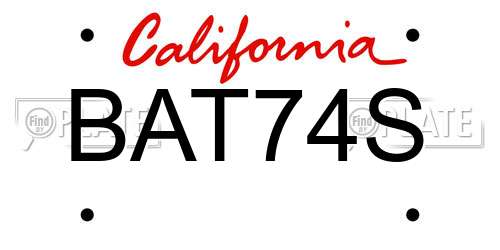 BAT74S California License Plate