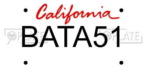 BATA51 California License Plate