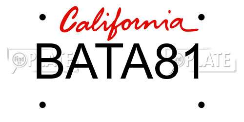 BATA81 California License Plate