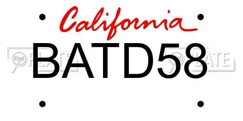 BATD58 California License Plate