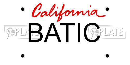 BATIC California License Plate