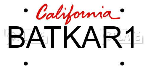 BATKAR1 California License Plate