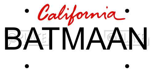 BATMAAN California License Plate
