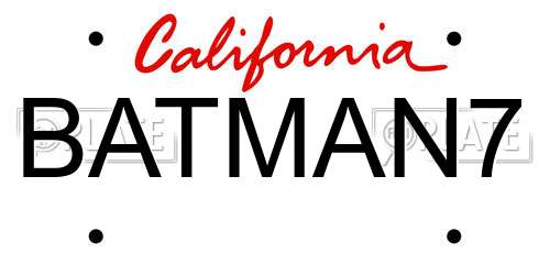 BATMAN7 California License Plate