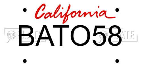 BATO58 California License Plate