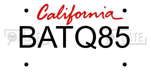 BATQ85 California License Plate