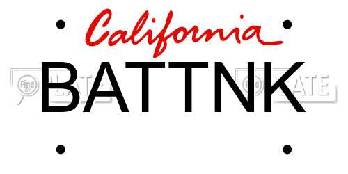 BATTNK California License Plate