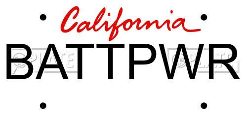 BATTPWR California License Plate