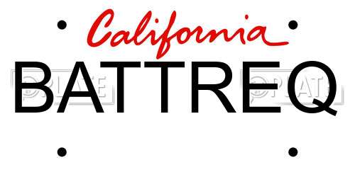 BATTREQ California License Plate