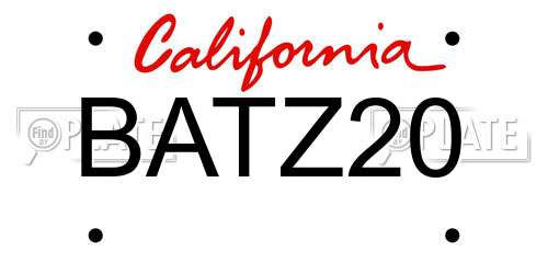 BATZ20 California License Plate