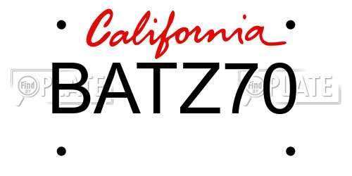 BATZ70 California License Plate