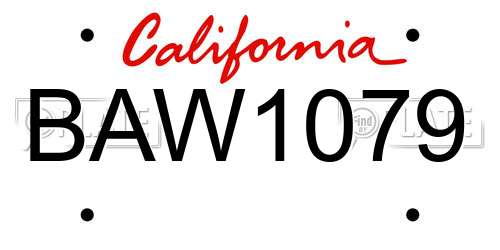 BAW1079 California License Plate