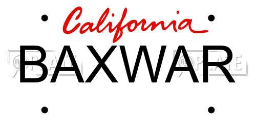 BAXWAR California License Plate