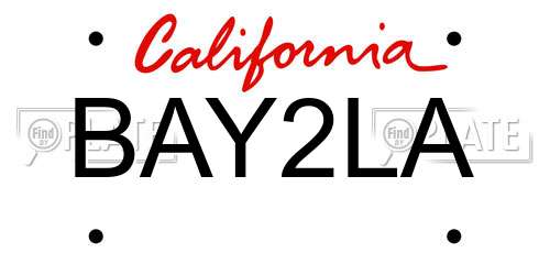 BAY2LA California License Plate