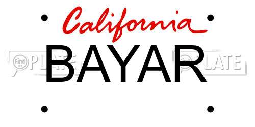 BAYAR California License Plate