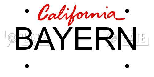 BAYERN California License Plate