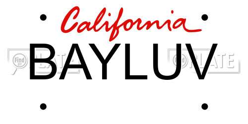 BAYLUV California License Plate