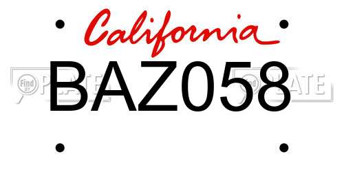 BAZ058 California License Plate