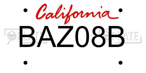 BAZ08B California License Plate