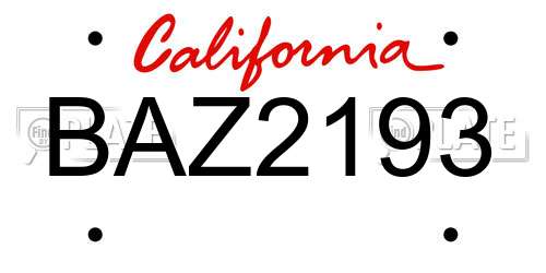 BAZ2193 California License Plate