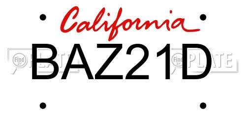 BAZ21D California License Plate