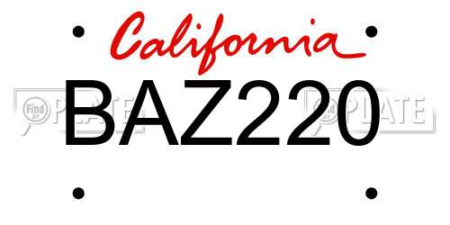 BAZ220 California License Plate