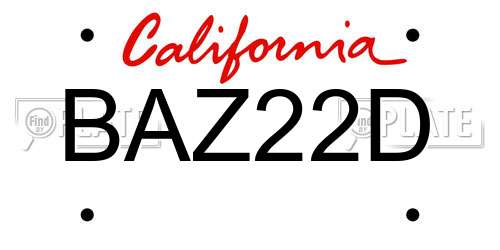 BAZ22D California License Plate