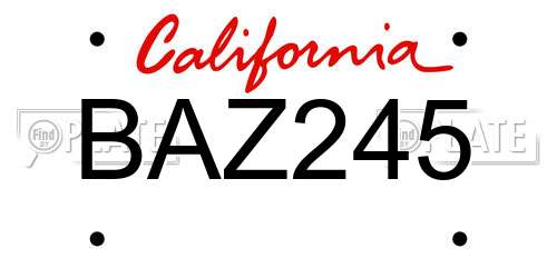 BAZ245 California License Plate