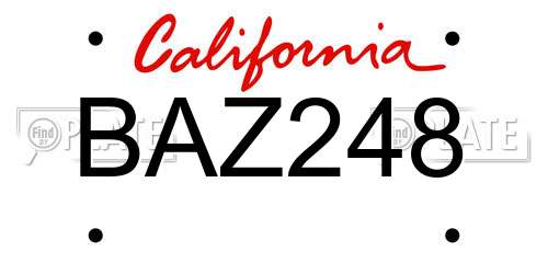 BAZ248 California License Plate