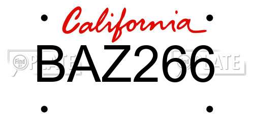 BAZ266 California License Plate